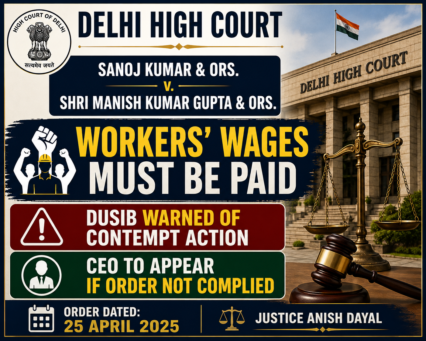 SANOJ KUMAR & ORS. vs SHRI MANISH KUMAR GUPTA & ORS. | Delhi High Court Order Dated 25 April 2025