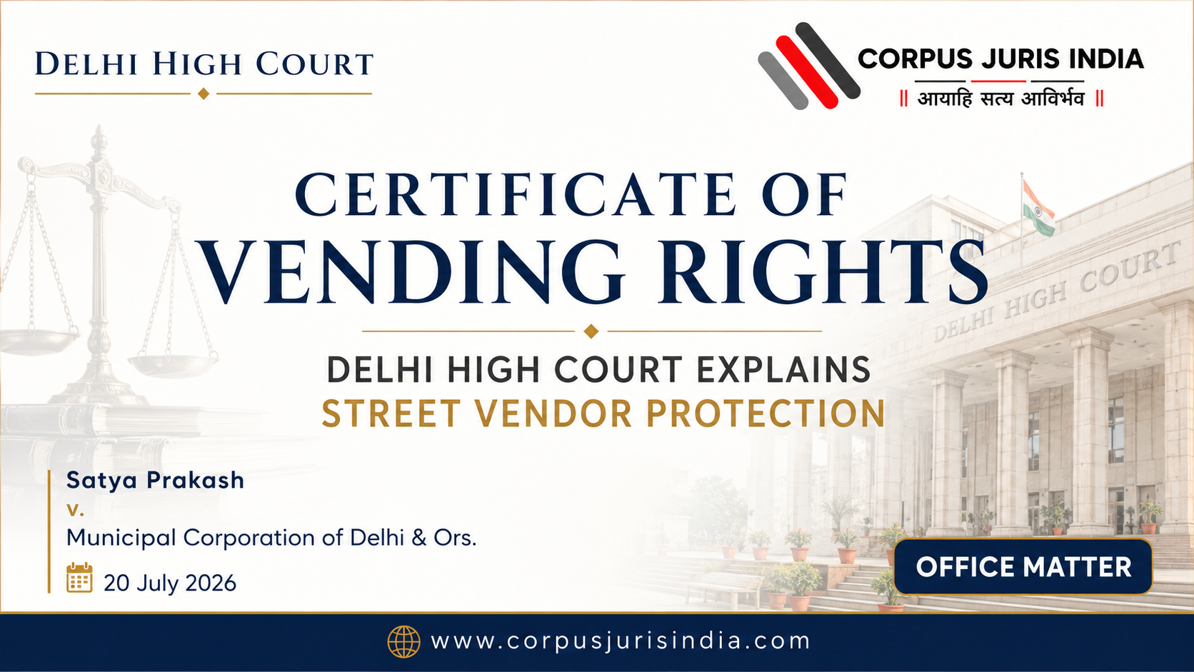 Featured image for the Delhi High Court order explaining Certificate of Vending rights, mobile street vendors, and No-Vending Zones.