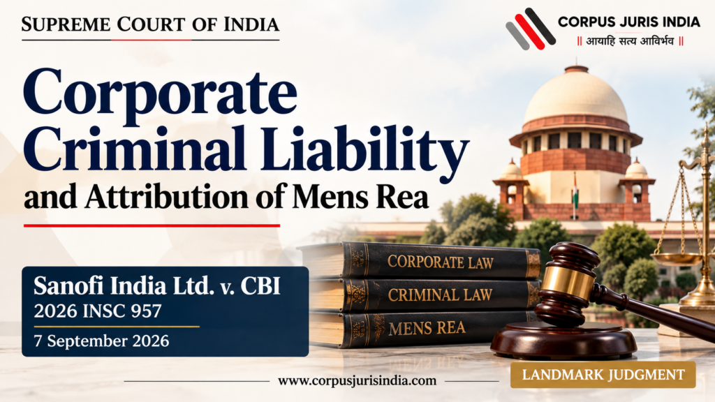 Sanofi India Ltd v Central Bureau of Investigation Supreme Court judgment on corporate criminal liability and mens rea