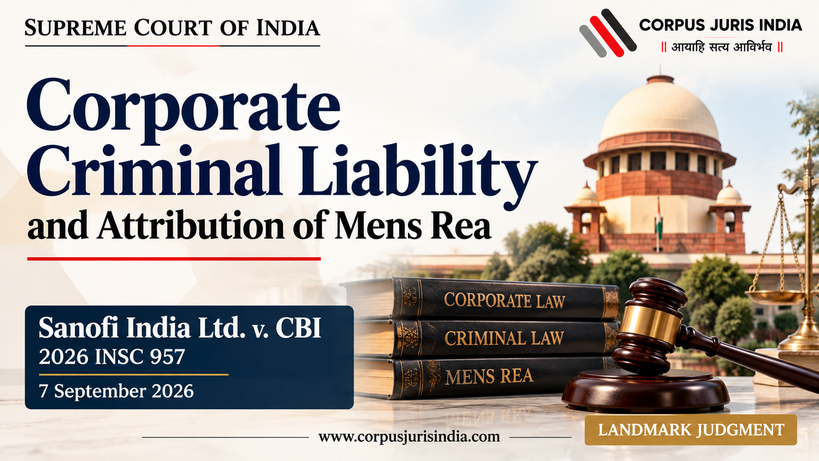 Sanofi India Ltd v Central Bureau of Investigation Supreme Court judgment on corporate criminal liability and mens rea
